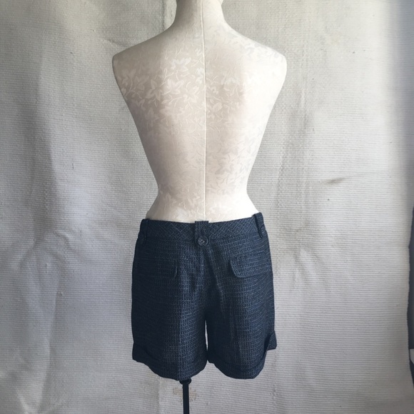 HVOFFRS Anthro NWOT Silk Tweed Dressy Shorts Blue - Picture 4 of 8